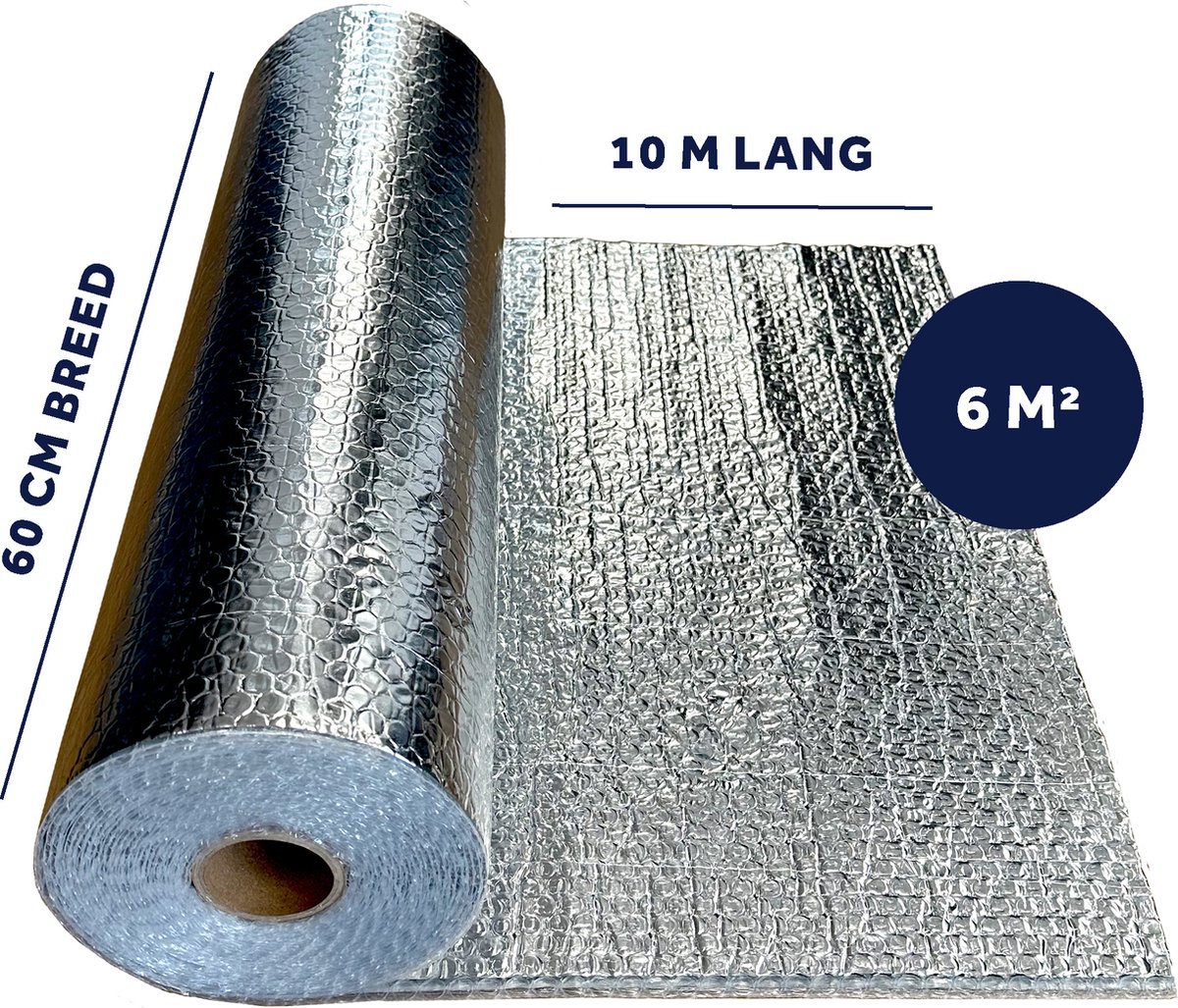 Alkreflex - Radiatorfolie - 100 % pure aluminium - dubbelzijdig reflecterend - extra dik (3,5 mm) - 60 cm x 10 m
