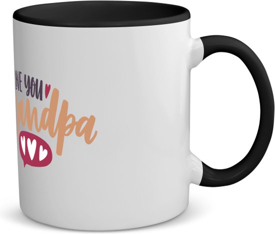 Akyol - i love you grandpa koffiemok - theemok - zwart - Opa - opa - cadeautje - kado - verjaardag - geschenk - 350 ML inhoud
