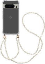 iMoshion Hoesje Geschikt voor Google Pixel 8 Pro Hoesje Met Koord - iMoshion Backcover met koord + armband - Parels - transparant