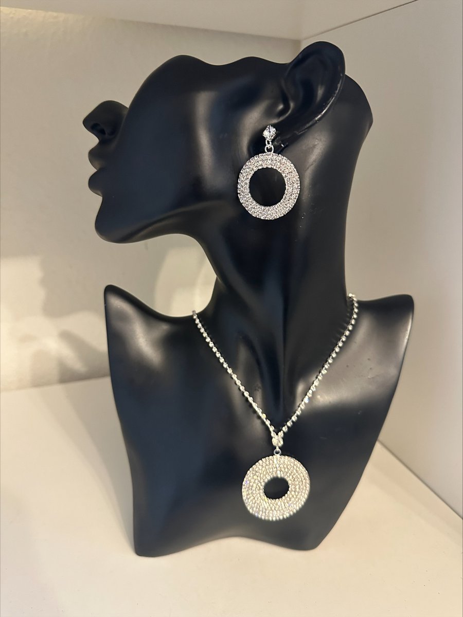 Geschenkset ketting en oorbellen rond glitter | Make up | Parfum | Moederdag | Verjaardagscadeau| Cadeautje| Valentijnsdag| Kado | sieraden | vaderdag | oorbellen | oorsieraden