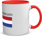 Akyol - nederland koffiemok - theemok - roze - Amsterdam - toeristen nederlanders - rood wit blauw - holland - cadeau - kado - 350 ML inhoud