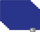 Placemat - Placemats kunststof - 45x30 cm - Blauw - Effen kleur - Donkerblauw - 6 stuks - Borden onderleggers antislip - Tafel decoratie - Luxe tafelversiering - Tafelmat vinyl - Bord onderlegger - Tafeldecoratie accessoires