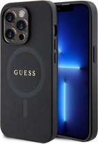 Guess Saffiano Back Case (MagSafe Compatible) - Apple iPhone 15 Pro (6.1") - Zwart