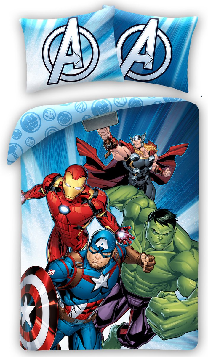 Marvel Avengers Dekbedovertrek Team Winning - 140 x 200 cm - 70 x 90 cm