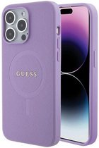 Guess Saffiano Back Case (MagSafe Compatible) - Geschikt voor Apple iPhone 15 Pro (6.1") - Paars