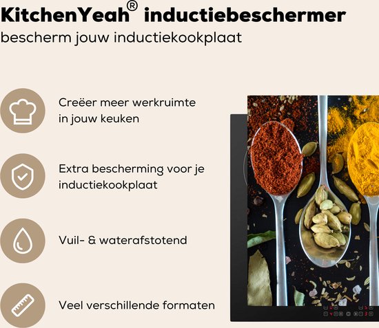 KitchenYeah® Inductie beschermer 76x51.5 cm - Lepel - Specerijen - Kruiden - Eten - Tafel - Kookplaataccessoires - Afdekplaat voor kookplaat - Inductiebeschermer - Inductiemat - Inductieplaat mat