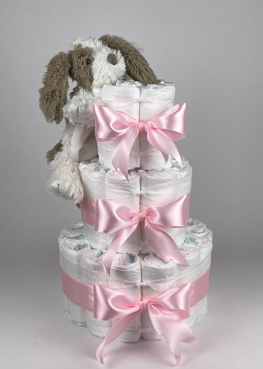 Goedkoopste Chouette-Chouette | Luiertaart Meisje | Kraamcadeau | Geboorte Meisje | Babyshower | Tuttle Hond David Roze