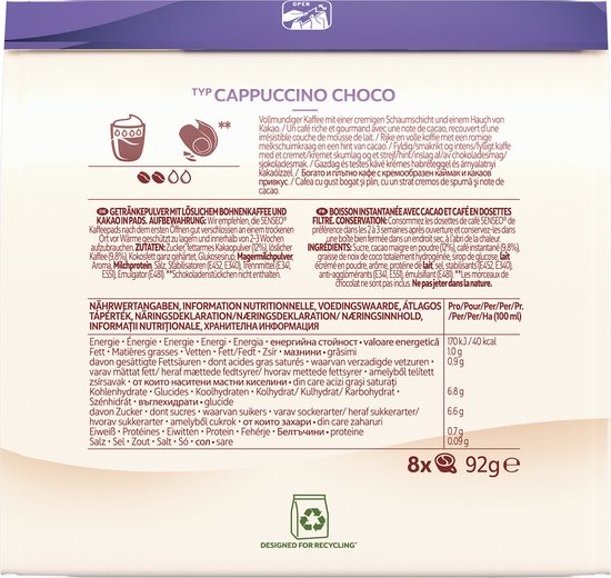 Senseo Cappuccino Choco Koffiepads - Intensiteit 2/9 - 4 x 8 pads - Senseo