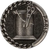 Knoop Metaal - Klosje garen - Oud zilver - 17,5 mm - 10 stuks - Button - Achtersteekknoop - Paris