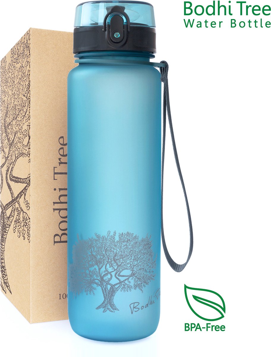 Bodhi Tree Drinkfles 500 ml - Waterfles BPA Vrij - Bidon Fruitfilter - Sport Werk School Volwassenen Kind - 500ml - Transparant Blauw
