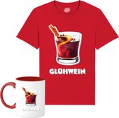 Gluwein - Foute kersttrui kerstcadeau - Dames / Heren / Unisex Kleding - Grappige Kerst en Oud en Nieuw Drank Outfit - T-Shirt met mok - Unisex - Rood - Maat XXL