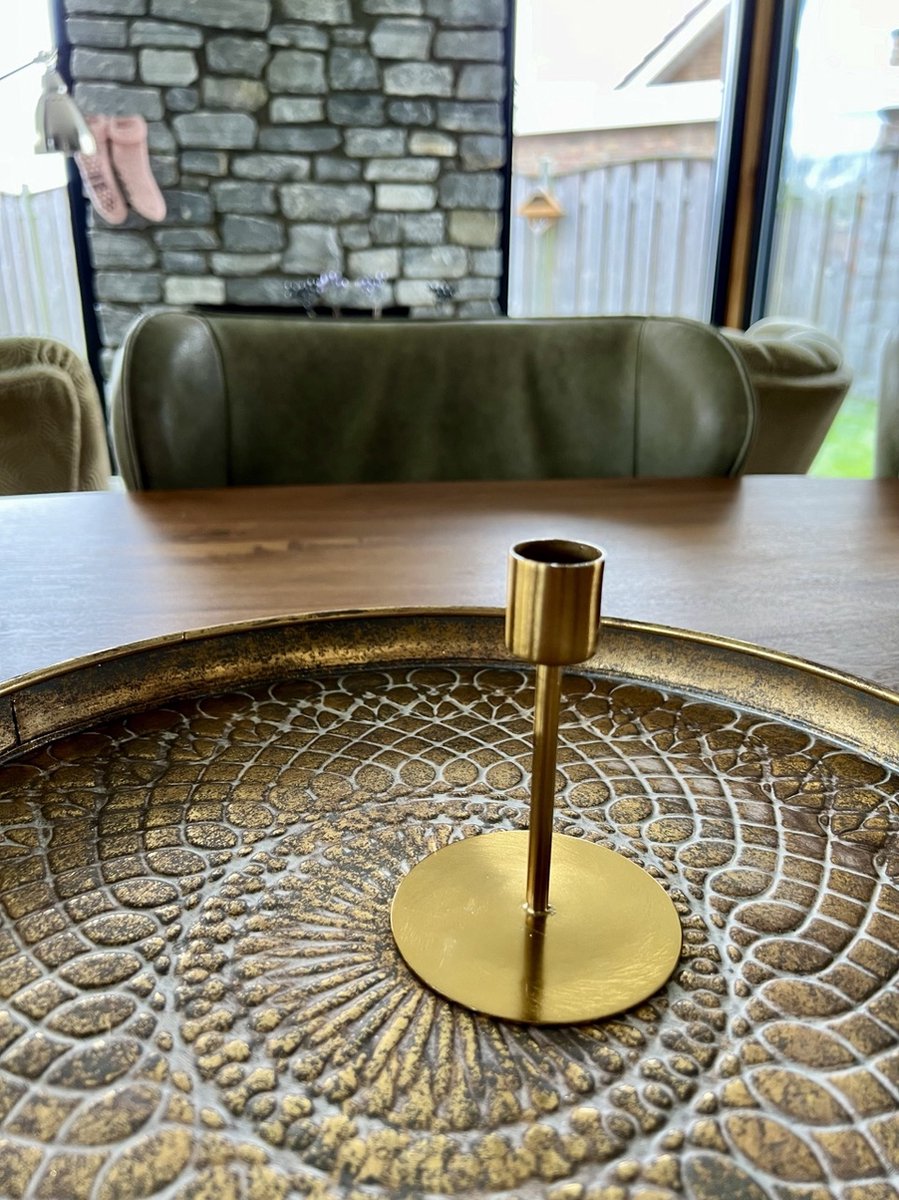Metalen dinerkaarshouder - goud - 11 cm hoog