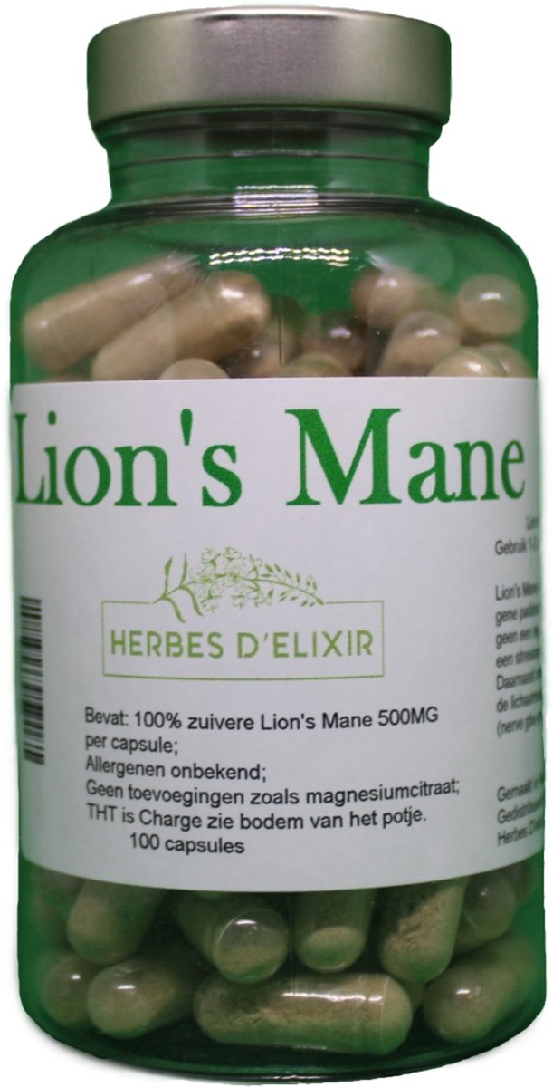 Herbes D'elixir Lion's Mane - 500 mg per capsule - Vegan - 100 capsules -...