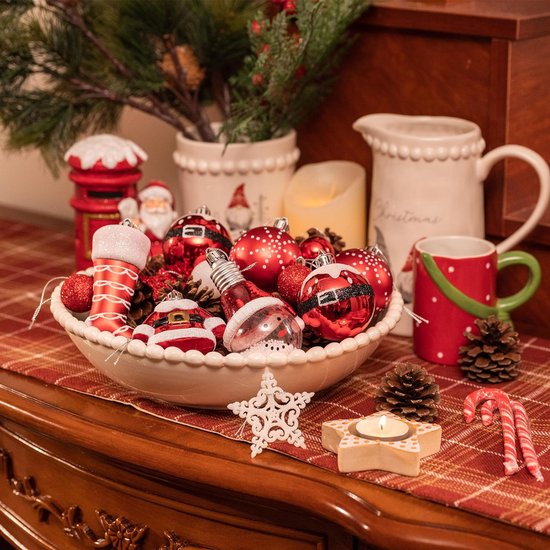 44 stuks kerstballen, rood en goud, fonkelend, onbreekbaar, geschikt voor binnen en buiten 44 stuks kerstballen, rood en goud, fonkelend, onbreekbaar, geschikt voor binnen en buiten