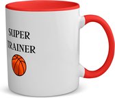 Akyol - super trainer koffiemok - theemok - rood - Sport - coach - basketbal - trainer - geschenk - verjaardag - love gift - 350 ML inhoud