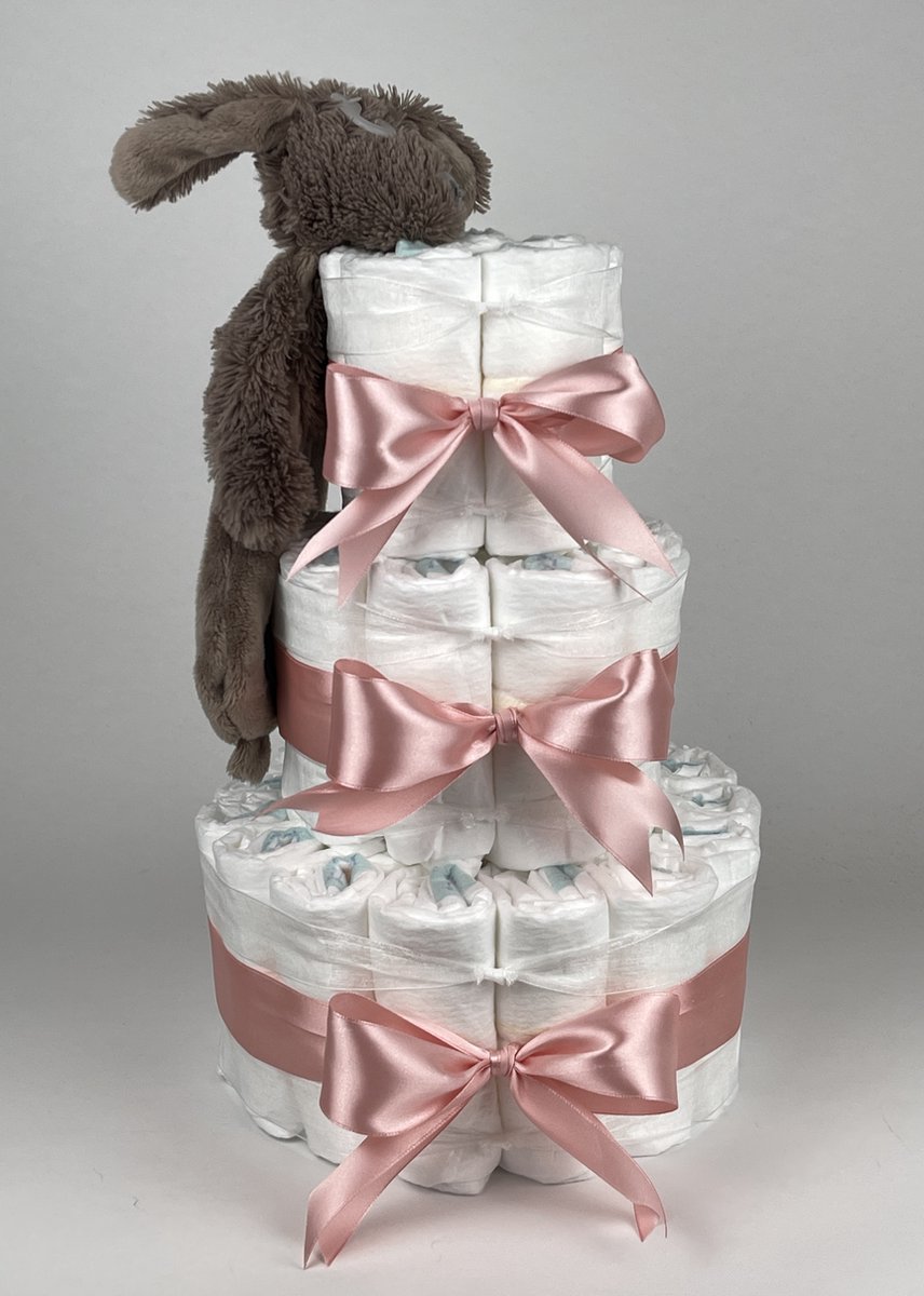 Goedkoopste Chouette-Chouette | Luiertaart Meisje | Kraamcadeau | Geboorte Meisje | Babyshower | Tuttle Hond Jax donker Poeder Roze