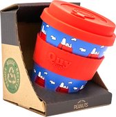 Quy Cup 230ml Ecologische Reis Beker - SNOOPY - SIT - BPA Vrij - Gemaakt van Gerecyclede Pet Flessen met een rode Siliconen deksel-drinkbeker-reisbeker-drinks on the go