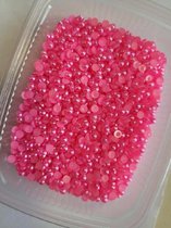 Parels - kralen met 1 platte zijde - 4 mm - 80 gram - Fel roze