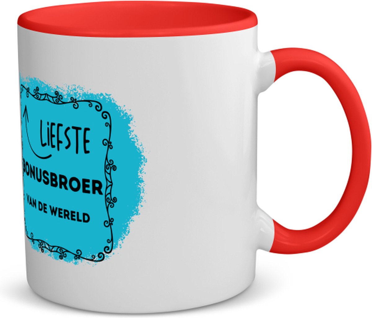 Akyol - liefste bonusbroer van de wereld koffiemok - theemok - rood - Broer - de liefste bonusbroer - verjaardag - cadeautje voor broer - broer artikelen - kado - geschenk - 350 ML inhoud