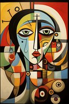 Picasso Mondrian Mix Inspiré Affiche | Picasso rencontre Mondrian | Affiche d’art classique | 51x71cm | Décoration murale | Affiche murale | RTB | Convient pour l'encadrement
