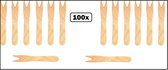 100x fourchette à frites bois 85mm - plateau à frites fourchette à snack festival party à thème fourchette à frites