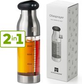 Goedewaere 2-in-1 Olijfolie sprayer - Oliespuit - Oliefles - Olie dispenser - Geschikt voor olie, azijn, sojasaus, citroensap, wijn etc.
