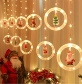 Christmas LED Kerstverlichting - Met afstandsbediening & haak -Gordijnverlichting-Kerst Lichtslingers met USB- Vorm met Snowflakes & Kerstman & vriendjes - Kerststerren- Warm wit licht- 3 Meter- 125 LED- Sfeer Verlichting