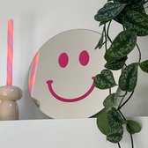 Roze Smiley Spiegel - 38cm - Rond