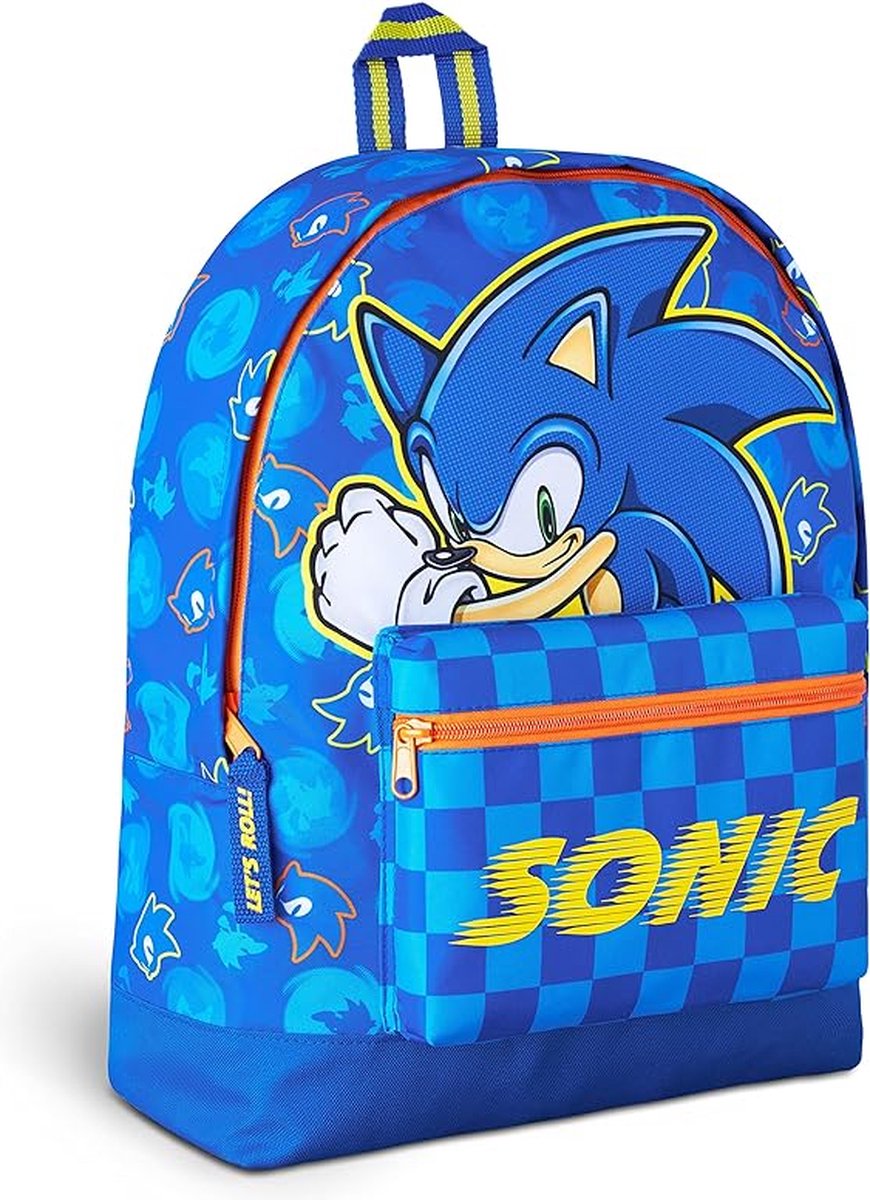Sonic The Hedgehog-schooltas - kinderrugzak voor jongens - blauwe rugzak met grote capaciteit voor school, reizen, sport, boekentas - 2 vakken - Sonic-geschenken voor jongens