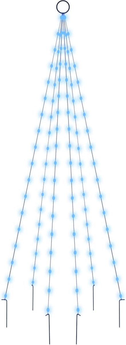 vidaXL-Vlaggenmast-kerstboom-108-LED's-blauw-180-cm