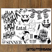 GetGlitterBaby® - Stoere Tattoos / Tijdelijke Tattoo / Henna Plak Nep Tatoeage voor Volwassenen / Festival Tattoes / Fake Temporary Halloween Tattoo - The Joker