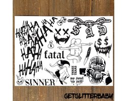 GetGlitterBaby® - Stoere Tattoos / Tijdelijke Tattoo / Henna Plak Nep Tatoeage voor Volwassenen / Festival Tattoes Wond Wonden Spin Bloed / Fake Temporary Halloween Tattoo - The Joker