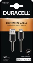 Duracell Apple Lightning Charging Cable USB - 2M Black