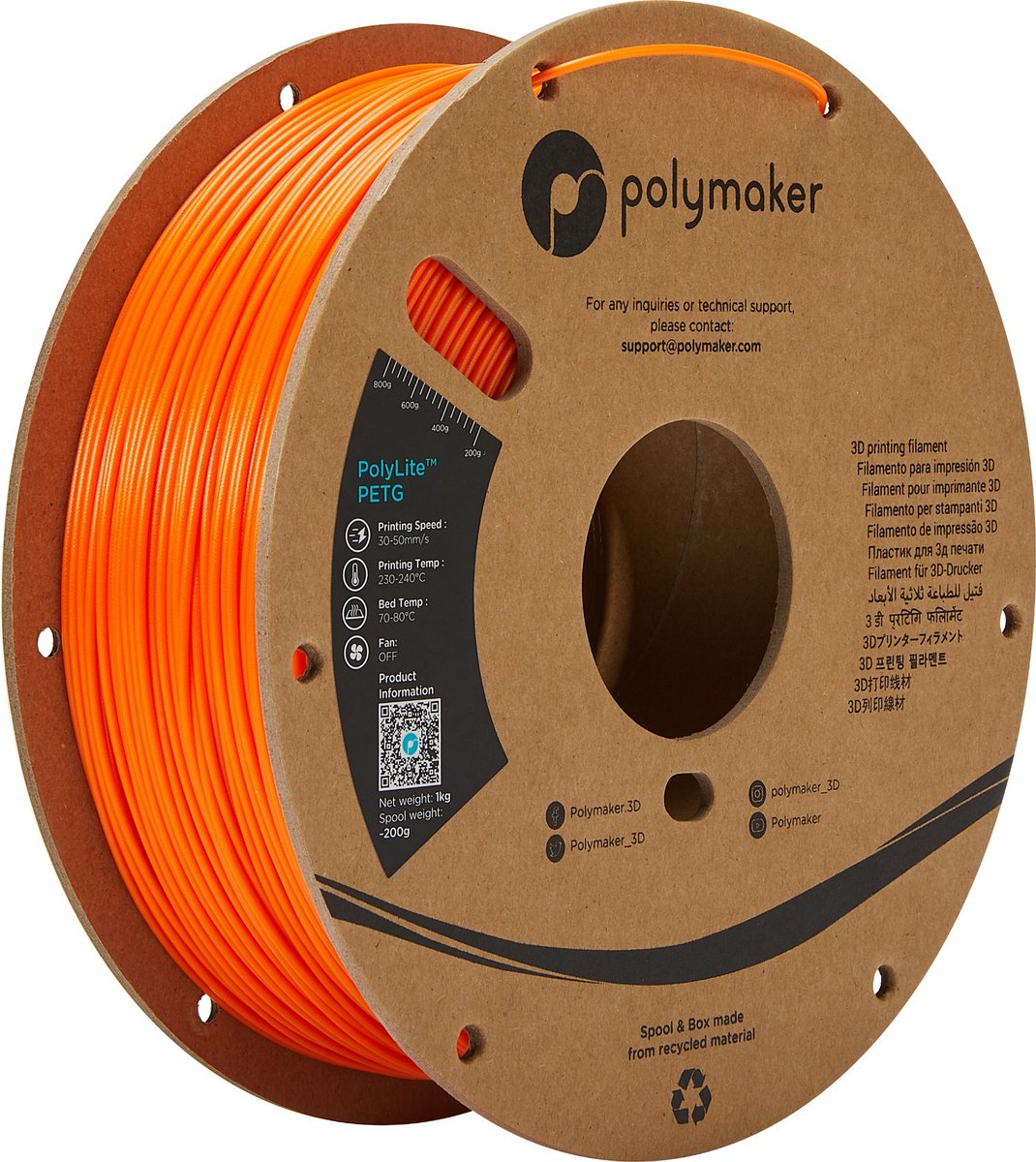 Polymaker PA02008 PolyLite Filament PLA kunststof 1.75 mm 1000 g Oranje 1 stuk(s)