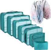 Packing Cubes 10-delige kofferorganisator set met pakzakken in 10 maten voor kleding in koffers. Geschikt voor bagageverpakking, familie reizen en thuisopslag (lichtblauw).