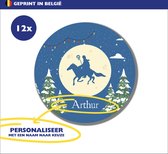 Stickers met naam | Sinterklaas | Sint | Per 12 | Gepersonaliseerd | Pakjesavond | Sluitzegel | Inpakken | 6cm | Decoratie