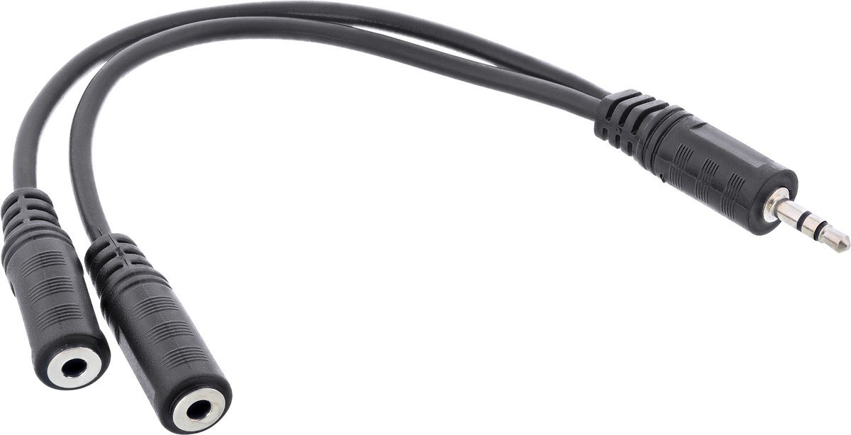 3,5mm Jack naar 2x 3,5mm Jack stereo audio splitter - zwart - 5 meter