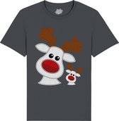 Rendier Buddies - Foute Kersttrui Kerstcadeau - Dames / Heren / Unisex Kleding - Grappige Kerst Outfit - Knit Look - T-Shirt - Unisex - Mouse Grijs - Maat 3XL