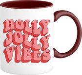 Holly Jolly Vibes - Mauvais cadeau de Noël pull de Noël - Femmes / Hommes / Vêtements unisexes - Tenue de Noël drôle - Mug - Bourgogne