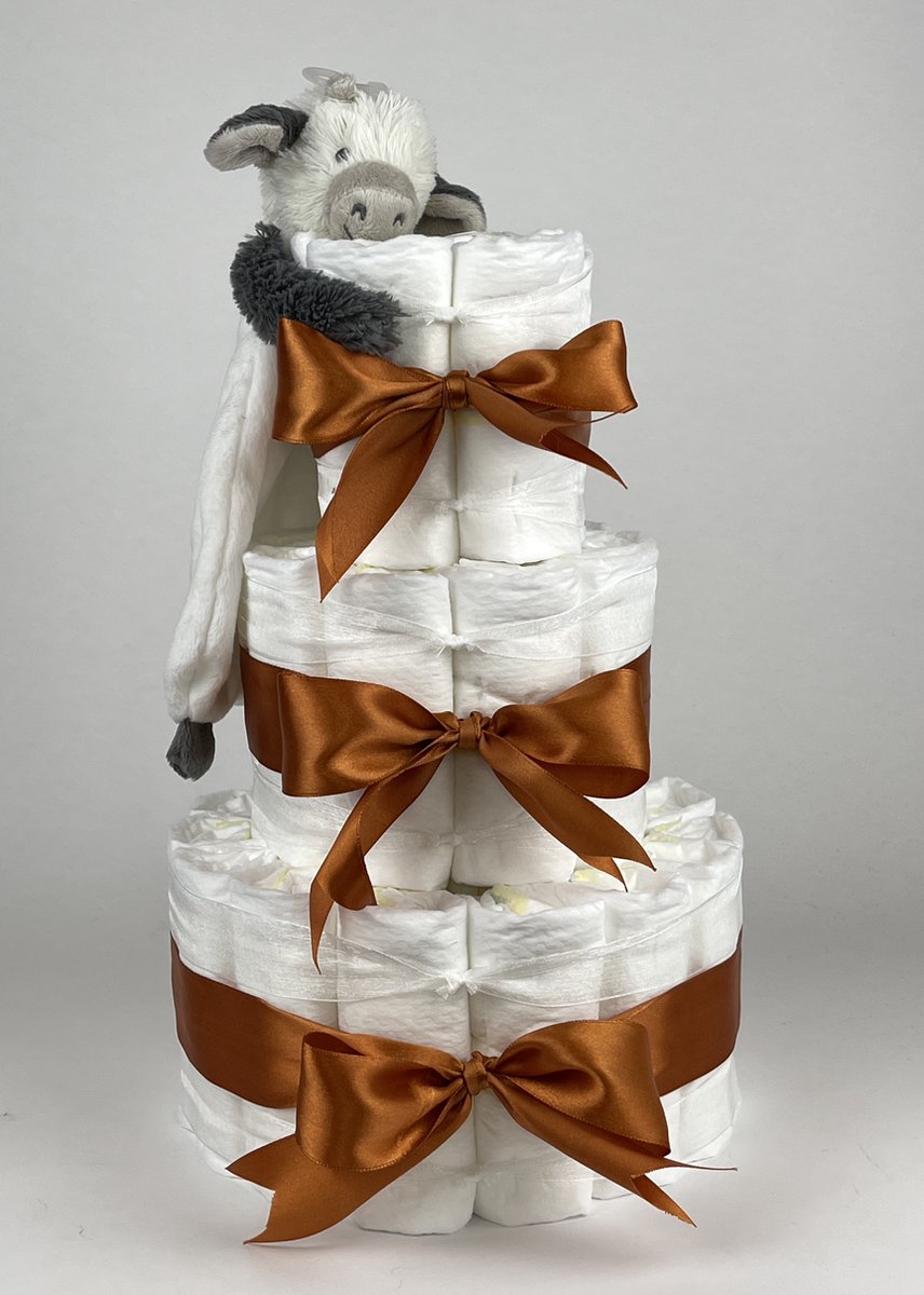 Goedkoopste Chouette-Chouette | Luiertaart Neutraal | Kraamcadeau | Geboorte Jongen Meisje | Babyshower | Tuttle Koe Casper Koper