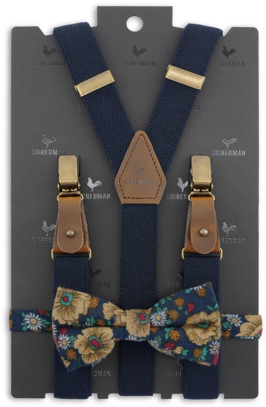 Sir Redman - pack combiné de bretelles - Retro Ranunculus bleu - bleu / beige / turquoise / rouge