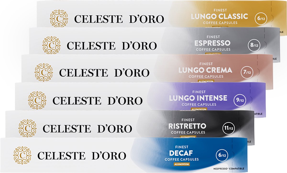 Proefpakket - Celeste d'Oro - Koffiecups pakket - 6 Smaken - 60 cups