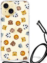 Doorzichtige Silicone Hoesje Geschikt voor iPhone 15 Dieren Emojis