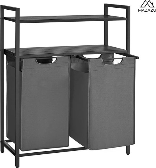 AdelDream Premium wasmand 200 liter, wassorteerder met 4 vakken en 2 planken, bamboe wasmand met uittrekbare en afneembare waszak, lichtgrijs AdelDream Premium wasmand 200 liter, wassorteerder met 4 vakken en 2 planken, bamboe wasmand met uittrekbare en afneembare waszak, lichtgrijs