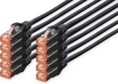 DIGITUS LAN kabel Cat 6 - 0,5m - 10 stuks - RJ45 netwerkkabel - S/FTP afgeschermd - Compatibel met Cat 6A & Cat 7 - Zwart