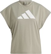 Adidas Icons Regular Fit Logo T-shirt Met Korte Mouwen Beige M Vrouw