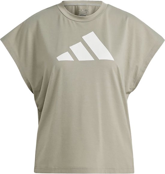 Foto: Adidas icons regular fit logo t shirt met korte mouwen beige m vrouw