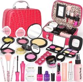 Make up koffer meisjes- Kinder speelkoffer- Makeupset voor kinderen- Rood-Nagellak- Eenhoorn-Lippenstift-Wenkbrauwborstel-Oogschaduw