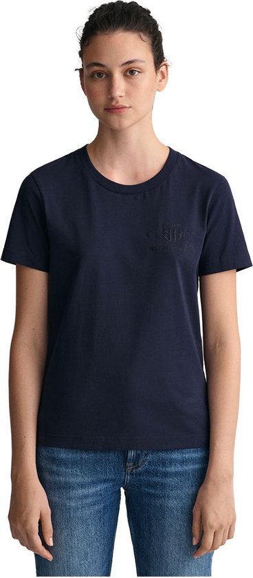 Gant Reg Tonal Shield T-shirt Met Korte Mouwen Blauw M Vrouw