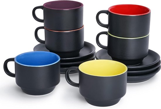MIAMIO - 6 x 175 ml Cappuccino kopjes/Cappuccino kopjes set buitenkant